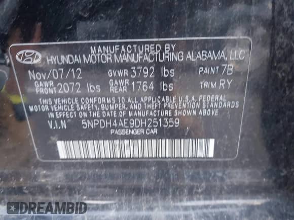 2013 Hyundai Elantra GLS с VIN 5NPDH4AE9DH251359, выставлен на аукционе IAAI как лот 43142104 с пробегом 95 243 миль миль и . История ставок и продаж доступна на DreamBid. Изображение 9.