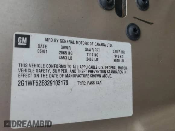 2002 Chevrolet Impala с VIN 2G1WF52E829103179, выставлен на аукционе Copart как лот 62672885 с пробегом 79 037 миль миль и Чистый • Clean title. История ставок и продаж доступна на DreamBid. Изображение 12.