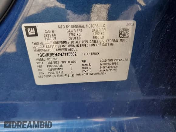 2017 Chevrolet Silverado 1500 LT with VIN 1GCVKREH4HZ115582, listed as a Copart auction lot 60926015 with 45,920 mi miles and Salvage title. Bid and sale history available at DreamBid. Image 12.
