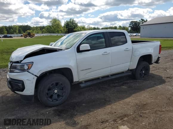 2021 Chevrolet Colorado 2WD LT with VIN 1GCGSCEN5M1132346, listed as a Copart auction lot 70918965 with 43,889 mi miles and Salvage title. Bid and sale history available at DreamBid. Image 1.