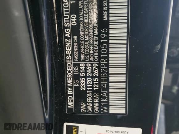 2023 Mercedes-Benz C 300 с VIN W1KAF4HB2PR105196, выставлен на аукционе Copart как лот 80079985 с пробегом 26 038 миль миль и Списание • Salvage title. История ставок и продаж доступна на DreamBid. Изображение 12.