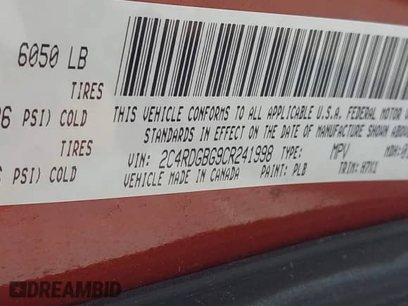 2012 Dodge Grand Caravan SE z VIN 2C4RDGBG9CR241998, wystawiony jako IAAI lot #43006115 z przebiegiem 167 575 mil mil oraz . Historia ofert i sprzedaży dostępna na DreamBid. Obrazek 9.