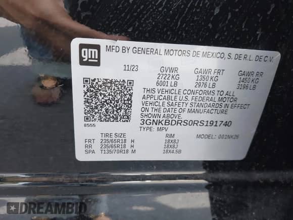 2024 Chevrolet Blazer LT с VIN 3GNKBDRS0RS191740, выставлен на аукционе IAAI как лот 42886970 с пробегом 11 052 миль миль и . История ставок и продаж доступна на DreamBid. Изображение 9.