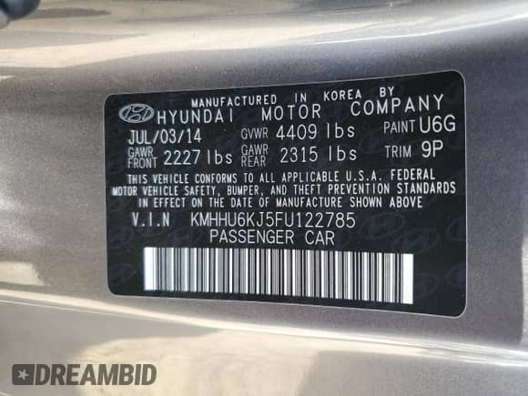 2015 Hyundai Genesis Coupe R-Spec with VIN KMHHU6KJ5FU122785, listed as a Copart auction lot 77006244 with Not provided miles and Salvage title. Bid and sale history available at DreamBid. Image 14.