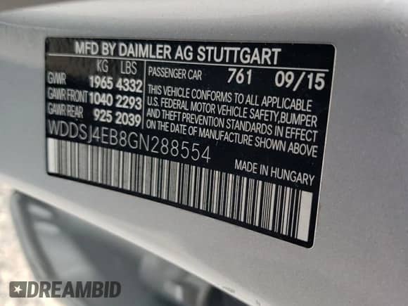 2016 Mercedes-Benz CLA 250 с VIN WDDSJ4EB8GN288554, выставлен на аукционе Copart как лот 70278645 с пробегом 184 299 миль миль и Списание • Salvage title. История ставок и продаж доступна на DreamBid. Изображение 12.