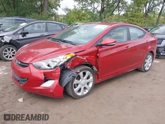 2013 Hyundai Elantra GLS with VIN KMHDH4AE4DU855354, listed as a IAAI auction lot 43291304 with 112,396 mi miles and . Bid and sale history available at DreamBid. Image 2.