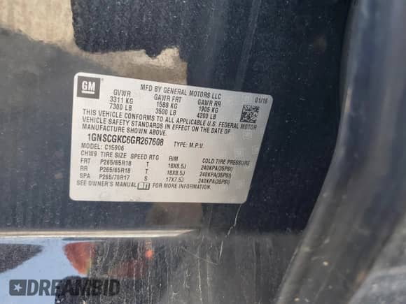 2016 Chevrolet Suburban LS с VIN 1GNSCGKC6GR267608, выставлен на аукционе Copart как лот 65187945 с пробегом 144 152 миль миль и Списание • Salvage title. История ставок и продаж доступна на DreamBid. Изображение 14.