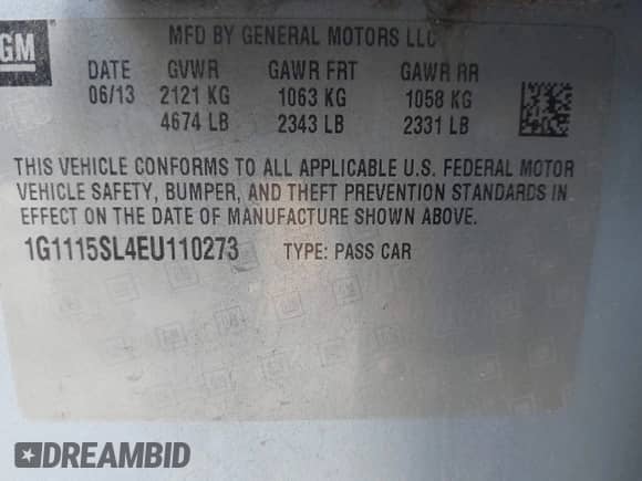 2014 Chevrolet Impala LT with VIN 1G1115SL4EU110273, listed as a IAAI auction lot 43285293 with 223,840 mi miles and . Bid and sale history available at DreamBid. Image 9.