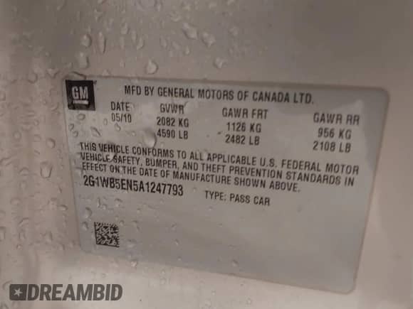 2010 Chevrolet Impala LT z VIN 2G1WB5EN5A1247793, wystawiony jako IAAI lot #43528360 z przebiegiem 77 934 mil mil oraz . Historia ofert i sprzedaży dostępna na DreamBid. Obrazek 9.