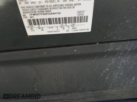 2019 Ford Explorer Limited z VIN 1FM5K7F82KGA64102, wystawiony jako Copart lot #67189415 z przebiegiem 125 301 mil mil oraz Szkoda całkowita • Salvage title. Historia ofert i sprzedaży dostępna na DreamBid. Obrazek 13.