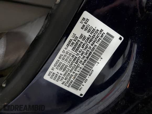 2008 Honda Odyssey EX z VIN 5FNRL38448B102616, wystawiony jako Copart lot #80720745 z przebiegiem 88 223 mil mil oraz Szkoda całkowita • Salvage title. Historia ofert i sprzedaży dostępna na DreamBid. Obrazek 13.