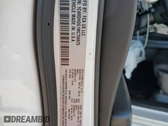 2021 Dodge Durango GT z VIN 1C4RDHDG1MC756975, wystawiony jako Copart lot #71320555 z przebiegiem 67 921 mil mil oraz Szkoda całkowita • Salvage title. Historia ofert i sprzedaży dostępna na DreamBid. Obrazek 13.