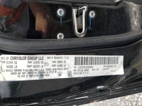 2013 Dodge Dart SE with VIN 1C3CDFAA1DD323942, listed as a Copart auction lot 55432665 with 238,752 mi miles and Salvage title. Bid and sale history available at DreamBid. Image 12.