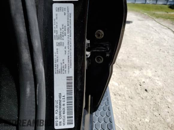 2021 Ram 1500 Big Horn with VIN 1C6RREFM6MN814934, listed as a Copart auction lot 57633925 with 57,154 mi miles and Salvage title. Bid and sale history available at DreamBid. Image 13.