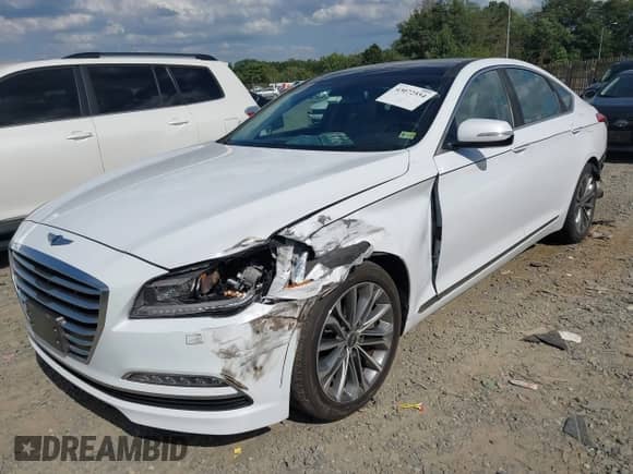 2016 Hyundai Genesis 3.8L with VIN KMHGN4JE7GU119938, listed as a IAAI auction lot 43072554 with 111,440 mi miles and . Bid and sale history available at DreamBid. Image 2.