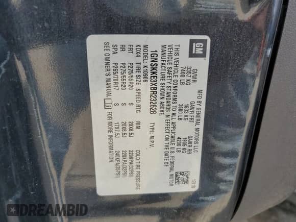 2011 Chevrolet Suburban LTZ с VIN 1GNSKKE3XBR232628, выставлен на аукционе Copart как лот 59883425 с пробегом 198 403 миль миль и Списание • Salvage title. История ставок и продаж доступна на DreamBid. Изображение 13.