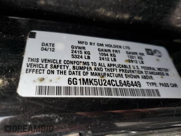 2012 Chevrolet Caprice Police Police с VIN 6G1MK5U24CL646449, выставлен на аукционе Copart как лот 41609105 с пробегом 118 595 миль миль и Списание • Salvage title. История ставок и продаж доступна на DreamBid. Изображение 12.