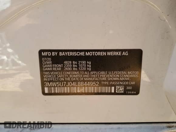 2020 BMW 3 Series M340i z VIN 3MW5U7J04L8B44952, wystawiony jako Copart lot #64516745 z przebiegiem Nie podano mil oraz Szkoda całkowita • Salvage title. Historia ofert i sprzedaży dostępna na DreamBid. Obrazek 12.