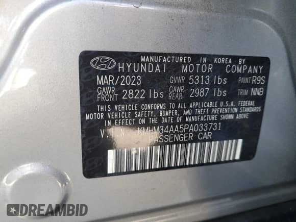 2023 Hyundai Ioniq 6 SEL с VIN KMHM34AA5PA033731, выставлен на аукционе Copart как лот 47441174 с пробегом 5 438 миль миль и . История ставок и продаж доступна на DreamBid. Изображение 12.