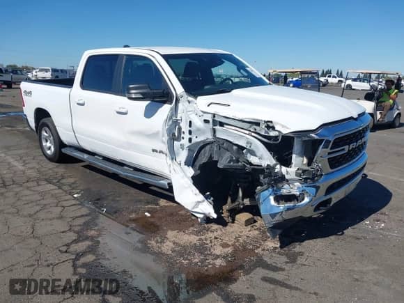 2022 Ram 1500 Big Horn with VIN 1C6SRFMT4NN422666, listed as a IAAI auction lot 43389257 with 51,977 mi miles and . Bid and sale history available at DreamBid. Image 1.