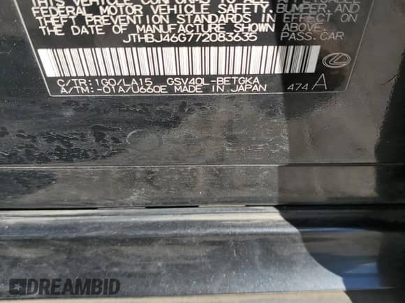 2007 Lexus ES 330 z VIN JTHBJ46G772083635, wystawiony jako Copart lot #82040075 z przebiegiem 302 194 mil mil oraz Czysty tytuł • Clean title. Historia ofert i sprzedaży dostępna na DreamBid. Obrazek 12.