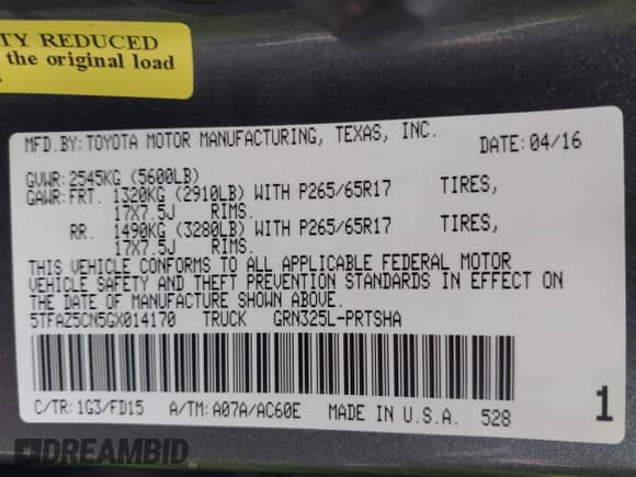 2016 Toyota Tacoma SR5 с VIN 5TFAZ5CN5GX014170, выставлен на аукционе IAAI как лот 42266600 с пробегом 158 671 миль миль и . История ставок и продаж доступна на DreamBid. Изображение 9.