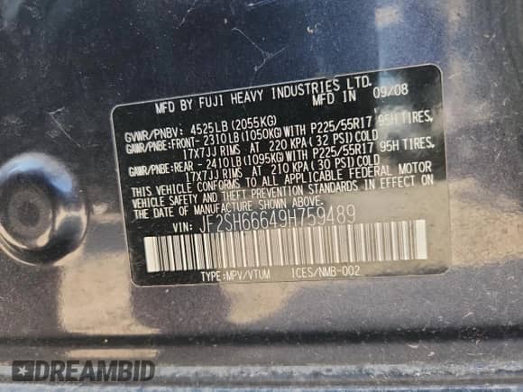 2009 Subaru Forester XT Limited with VIN JF2SH66649H759489, listed as a Copart auction lot 67795045 with 171,201 mi miles and Clean title. Bid and sale history available at DreamBid. Image 13.