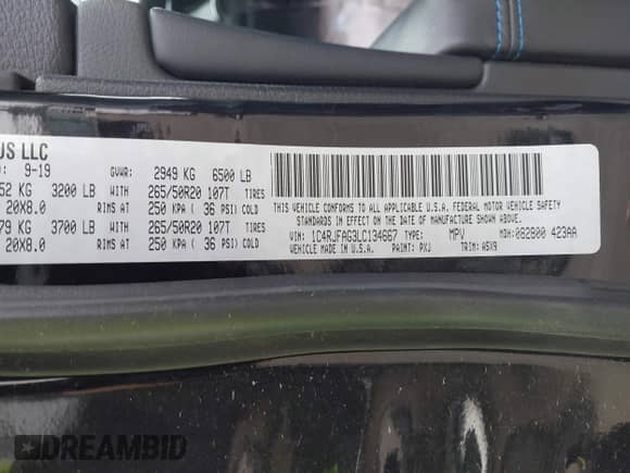 2020 Jeep Grand Cherokee Laredo E with VIN 1C4RJFAG3LC134667, listed as a IAAI auction lot 43103196 with 107,832 mi miles and . Bid and sale history available at DreamBid. Image 9.