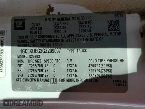 2016 Chevrolet Silverado 2500HD Work Truck с VIN 1GC0KUEG2GZ299097, выставлен на аукционе Copart как лот 84360355 с пробегом 200 804 миль миль и Списание • Salvage title. История ставок и продаж доступна на DreamBid. Изображение 13.