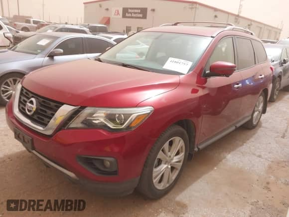 2018 Nissan Pathfinder S with VIN 5N1DR2MN6JC613762, listed as a IAAI auction lot 41801757 with 40,172 mi miles and . Bid and sale history available at DreamBid. Image 2.