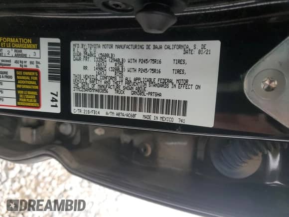 2021 Toyota Tacoma SR with VIN 3TMCZ5AN5MM403856, listed as a Copart auction lot 80177395 with 30,420 mi miles and Salvage title. Bid and sale history available at DreamBid. Image 12.