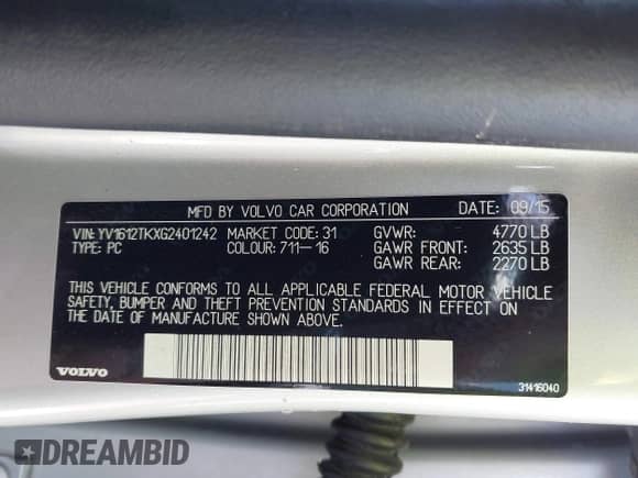 2016 Volvo S60 T5 Premier с VIN YV1612TKXG2401242, выставлен на аукционе IAAI как лот 42759766 с пробегом 98 822 миль миль и . История ставок и продаж доступна на DreamBid. Изображение 9.