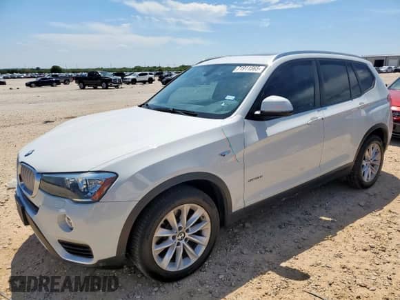 2016 BMW X3 sDrive28i with VIN 5UXWZ7C58G0T43132, listed as a Copart auction lot 71911565 with 83,171 mi miles and Salvage title. Bid and sale history available at DreamBid. Image 1.