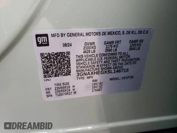 2025 Chevrolet Equinox FWD LT z VIN 3GNAXHEGXSL146715, wystawiony jako Copart lot #83678004 z przebiegiem 564 mil mil oraz Szkoda całkowita • Salvage title. Historia ofert i sprzedaży dostępna na DreamBid. Obrazek 15.