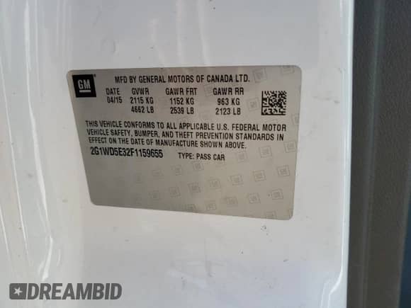 2015 Chevrolet Impala Police Police with VIN 2G1WD5E32F1159655, listed as a Copart auction lot 75945224 with 80,129 mi miles and Non repairable. Bid and sale history available at DreamBid. Image 12.