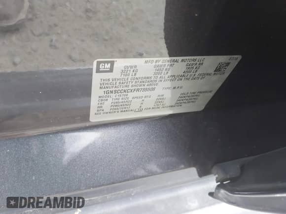 2015 Chevrolet Tahoe LTZ с VIN 1GNSCCKCXFR735508, выставлен на аукционе IAAI как лот 43027328 с пробегом 156 077 миль миль и . История ставок и продаж доступна на DreamBid. Изображение 9.