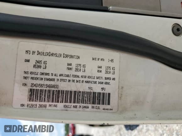 2005 Dodge Magnum RT with VIN 2D4GV58215H660833, listed as a Copart auction lot 66922285 with 173,384 mi miles and Salvage title. Bid and sale history available at DreamBid. Image 12.