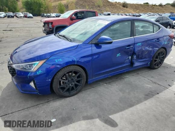 2020 Hyundai Elantra Sport with VIN KMHD04LB3LU037882, listed as a Copart auction lot 81089965 with 89,570 mi miles and Salvage title. Bid and sale history available at DreamBid. Image 1.