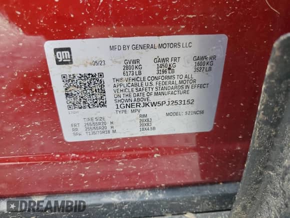 2023 Chevrolet Traverse RS z VIN 1GNERJKW5PJ253152, wystawiony jako Copart lot #64616685 z przebiegiem 57 894 mil mil oraz Szkoda całkowita • Salvage title. Historia ofert i sprzedaży dostępna na DreamBid. Obrazek 13.