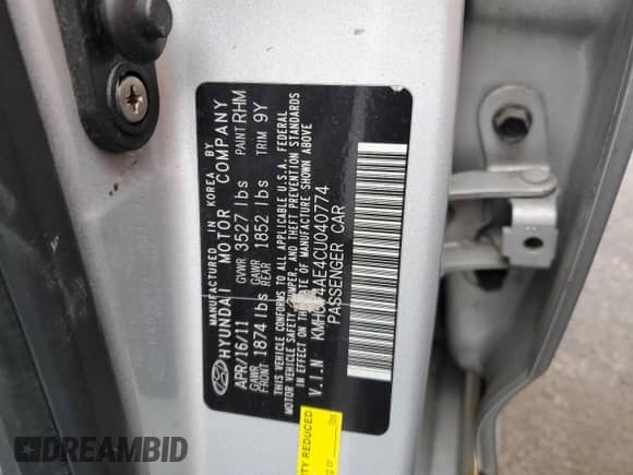 2012 Hyundai Accent GLS z VIN KMHCT4AE4CU040774, wystawiony jako Copart lot #87379495 z przebiegiem 114 351 mil mil oraz Szkoda całkowita • Salvage title. Historia ofert i sprzedaży dostępna na DreamBid. Obrazek 12.