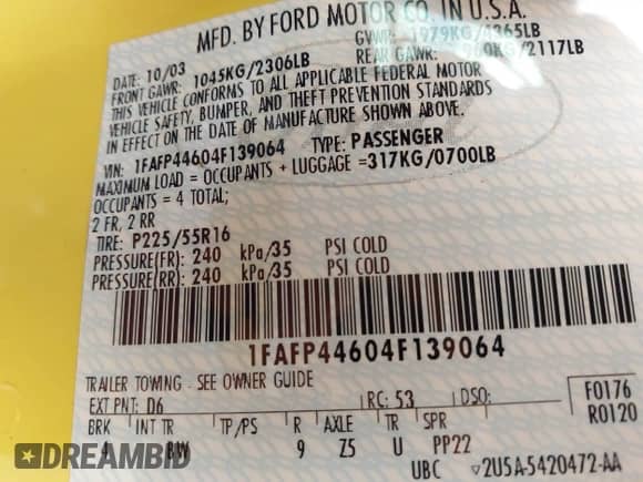 2004 Ford Mustang Deluxe с VIN 1FAFP44604F139064, выставлен на аукционе IAAI как лот 43342376 с пробегом 71 707 миль миль и . История ставок и продаж доступна на DreamBid. Изображение 9.