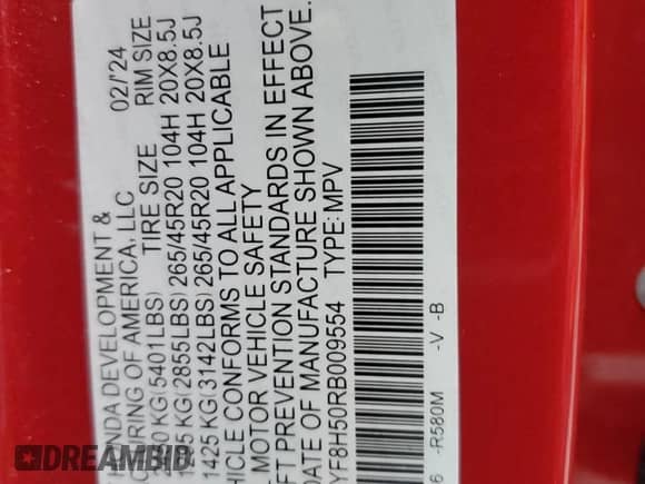 2024 Honda Passport EX-L с VIN 5FNYF8H50RB009554, выставлен на аукционе Copart как лот 67278705 с пробегом 17 933 миль миль и Списание • Salvage title. История ставок и продаж доступна на DreamBid. Изображение 13.