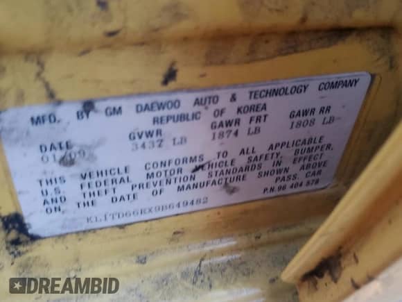 2009 Chevrolet Aveo 1LT с VIN KL1TD66EX9B649482, выставлен на аукционе Copart как лот 72399634 с пробегом 92 074 миль миль и Списание • Salvage title. История ставок и продаж доступна на DreamBid. Изображение 12.