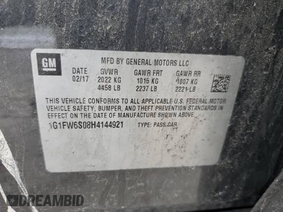 2017 Chevrolet Bolt EV LT с VIN 1G1FW6S08H4144921, выставлен на аукционе Copart как лот 43111153 с пробегом 59 856 миль миль и . История ставок и продаж доступна на DreamBid. Изображение 15.