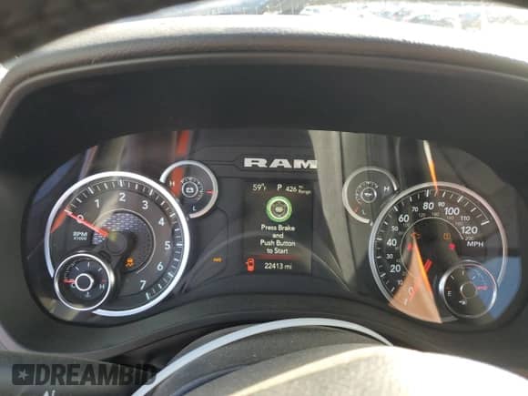 2024 Ram 1500 Big Horn with VIN 1C6SRFBT3RN207031, listed as a Copart auction lot 79890414 with 22,413 mi miles and Salvage title. Bid and sale history available at DreamBid. Image 9.