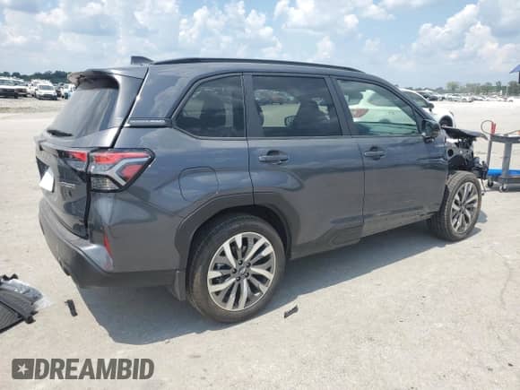 2025 Subaru Forester Touring Hybrid with VIN JF2SLSTD1SH402965, listed as a Copart auction lot 66026295 with 2,020 mi miles and Salvage title. Bid and sale history available at DreamBid. Image 3.