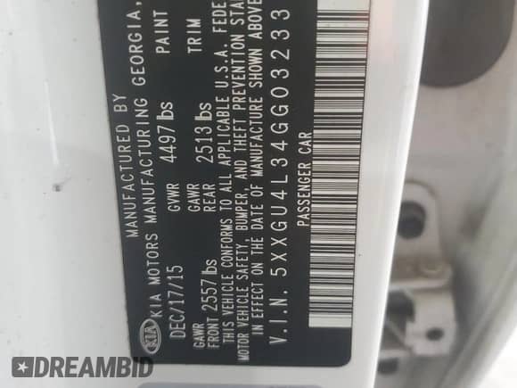 2016 Kia Optima EX with VIN 5XXGU4L34GG032331, listed as a Copart auction lot 71557155 with 127,419 mi miles and Salvage title. Bid and sale history available at DreamBid. Image 12.