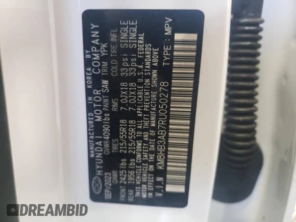 2024 Hyundai Kona SEL с VIN KM8HB3AB7RU050278, выставлен на аукционе Copart как лот 70474204 с пробегом Не указан миль и Чистый • Clean title. История ставок и продаж доступна на DreamBid. Изображение 13.