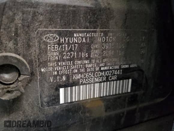 2017 Hyundai Ioniq Blue с VIN KMHC65LC0HU027441, выставлен на аукционе Copart как лот 62608343 с пробегом 144 045 миль миль и . История ставок и продаж доступна на DreamBid. Изображение 12.