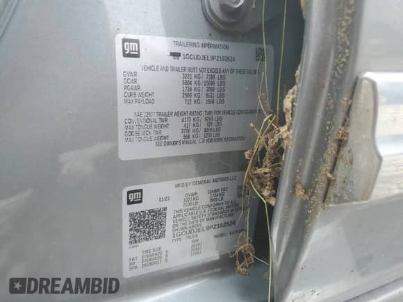 2023 Chevrolet Silverado 1500 High Country z VIN 1GCUDJEL9PZ192524, wystawiony jako Copart lot #61410475 z przebiegiem Nie podano mil oraz Nie do naprawy • Non repairable. Historia ofert i sprzedaży dostępna na DreamBid. Obrazek 12.